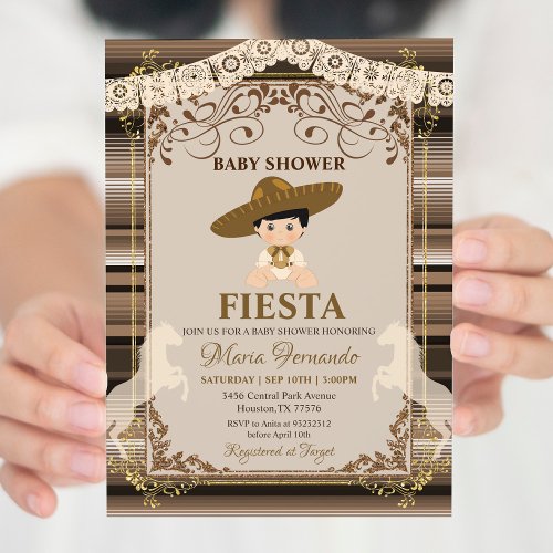 Brown Mexican Baby Shower Fiesta Invitation