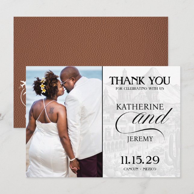 Brown Mexico Passport Thank You Card (Front/Back)