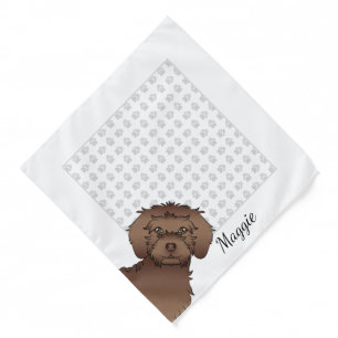 Brown Mini Goldendoodle Cartoon Dog & Name Bandana