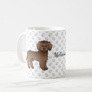 Brown Mini Goldendoodle Cartoon Dog &amp; Name Coffee Mug
