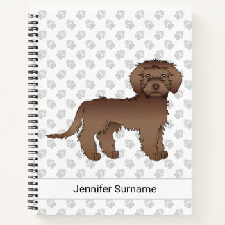 Brown Mini Goldendoodle Cartoon Dog &amp; Text Notebook