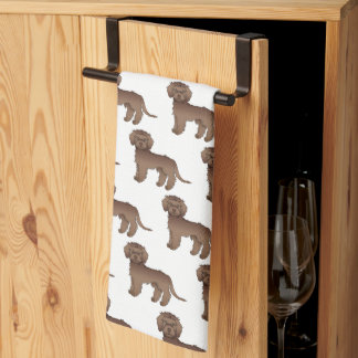 Brown Mini Goldendoodle Cute Cartoon Dog Pattern Kitchen Towel