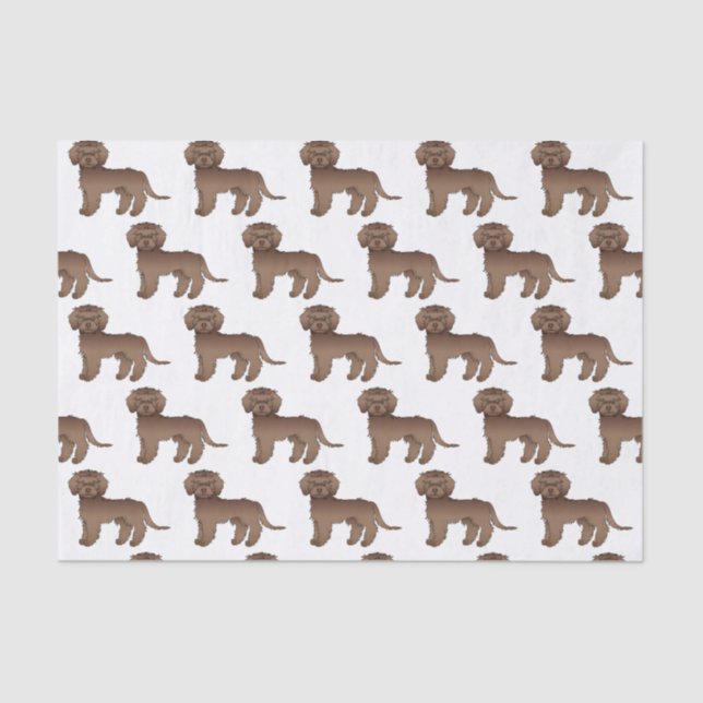 Brown Mini Goldendoodle Cute Cartoon Dog Pattern Tissue Paper (Front)