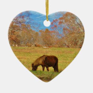 Brown miniature Pony Ceramic Ornament