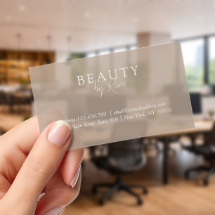 Brown Minimal Elegant Salon Clear Business Cards