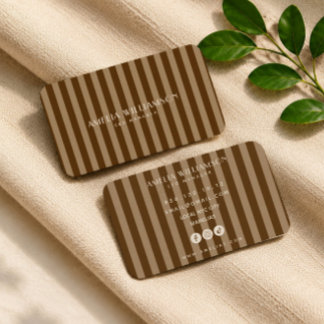 Brown minimal elegant striped Business Card