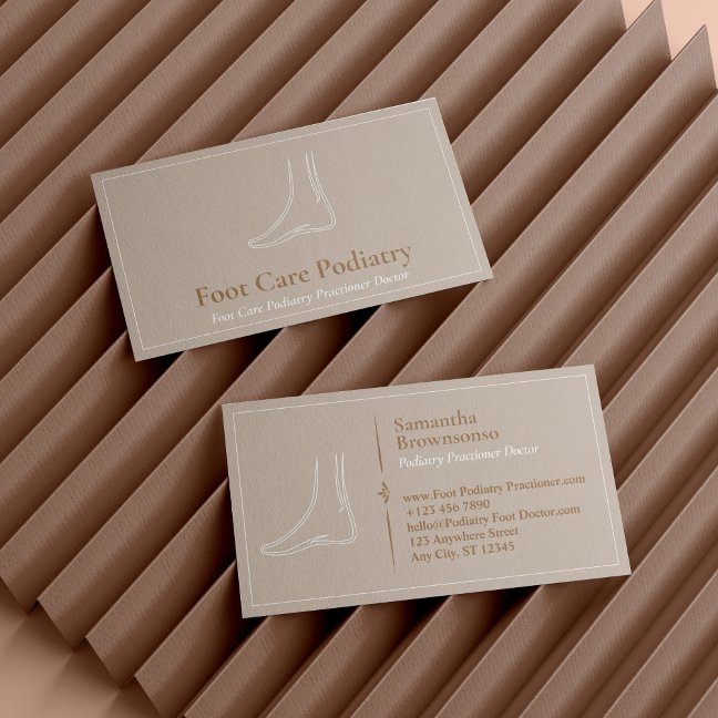 Brown Minimal Foot Massage Care Podiatry Doctor Business Card