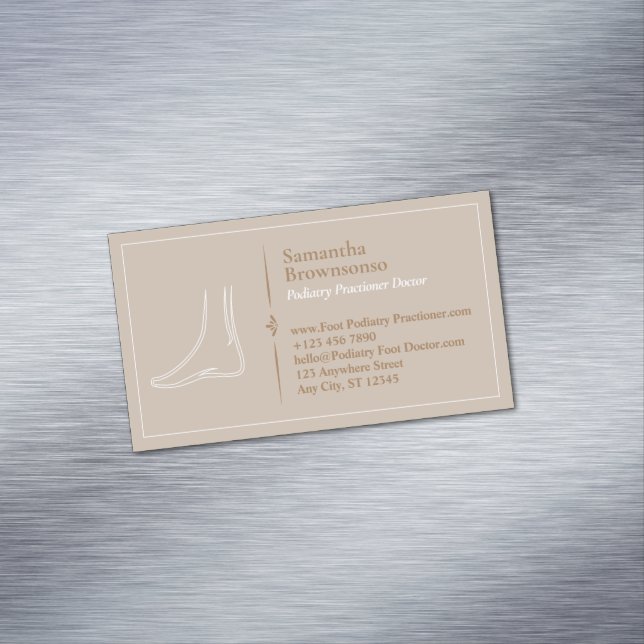 Brown Minimal Foot Massage Podiatry Business Card Magnet (In Situ)
