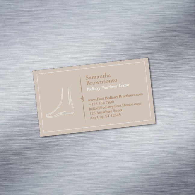 Brown Minimal Foot Massage Podiatry Business Card Magnet
