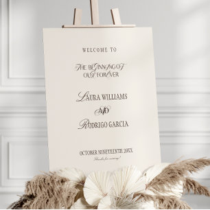 Brown Minimal Old Money Wedding Welcome Foam Board