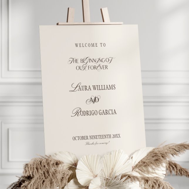 Brown Minimal Old Money Wedding Welcome Foam Board (Creator Uploaded)