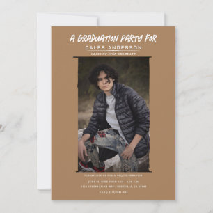 Brown Minimal Photography Photo Graduation Party Invitation