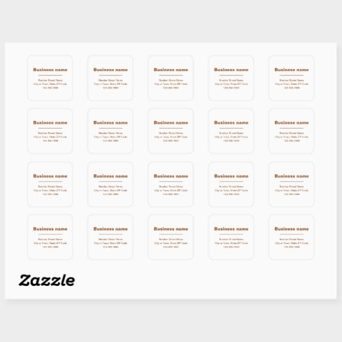 Brown Minimal Plain Texts of Brand on White Square Sticker