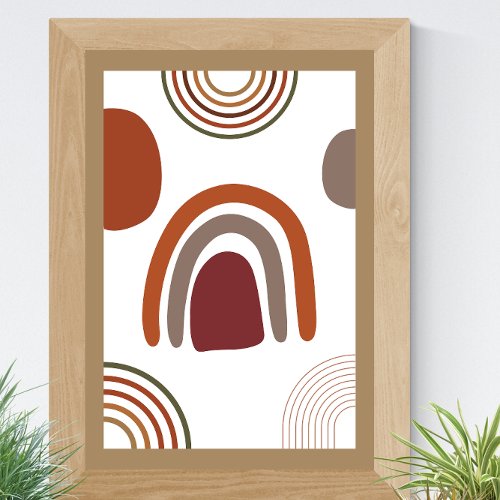 Brown Minimalist Abstract Boho Geometric Poster