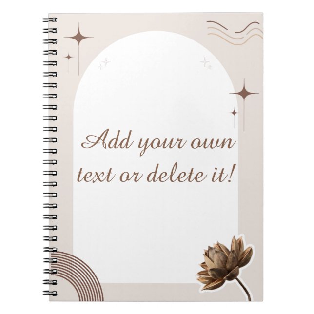 Brown Minimalist Boho Notes Customizable Notebook (Front)