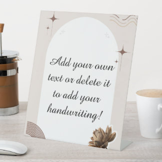 Brown Minimalist Boho Notes Customizable Pedestal Sign
