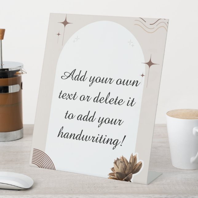 Brown Minimalist Boho Notes Customizable Pedestal Sign (In SItu)