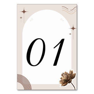 Brown Minimalist Boho Notes Customizable Table Number