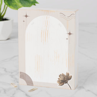 Brown Minimalist Boho Notes Customizable Wooden Box Sign