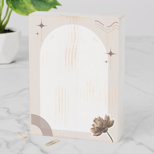 Brown Minimalist Boho Notes Customizable Wooden Box Sign (In Situ Vertical)