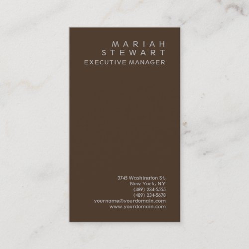 Brown Minimalist Elegant Sophisticated Modern Business Card