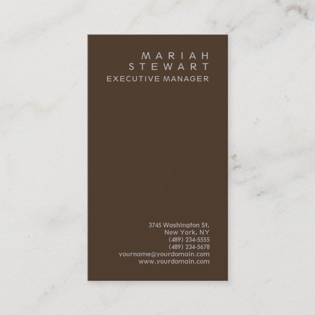 Brown Minimalist Elegant Sophisticated Modern Business Card (Front)