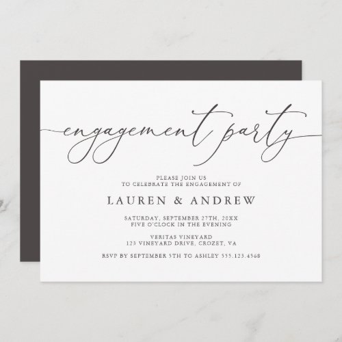 Brown Minimalist Engagement Party Invitation