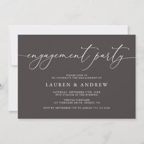 Brown Minimalist Engagement Party Invitation