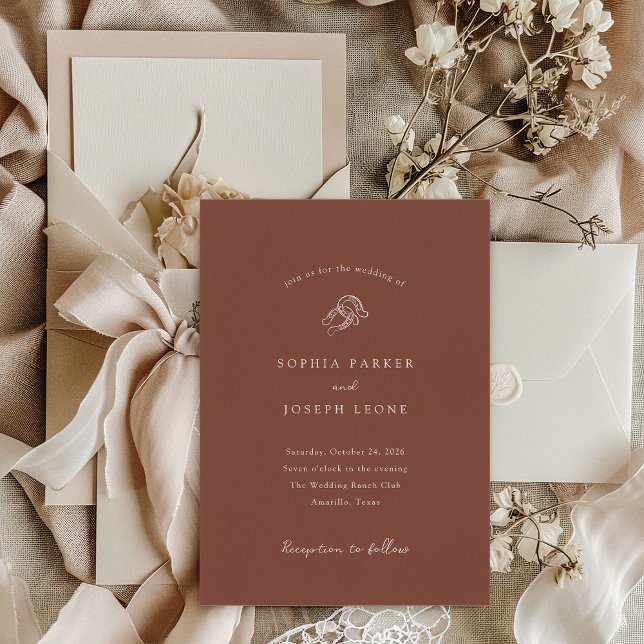 Brown Minimalist Horseshoe | Rustic Wedding Invitation (Creator Uploaded)