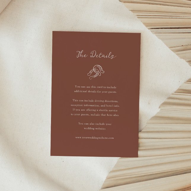 Brown Minimalist Horseshoe Wedding | Guest Details Enclosure Card (Creator Uploaded)