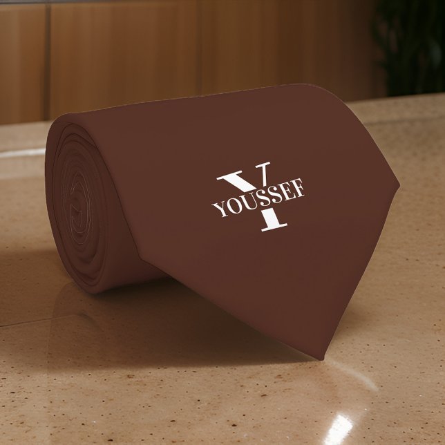 Brown Minimalist Monogrammed Neck Tie (Creator Uploaded)