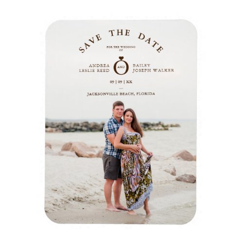 Brown Minimalist Simple Custom Photo Wedding Magnet