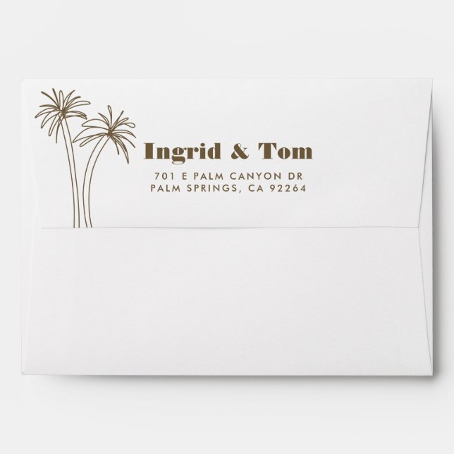 Brown Minimalist Tropics Wedding Envelope (Back (Top Flap))