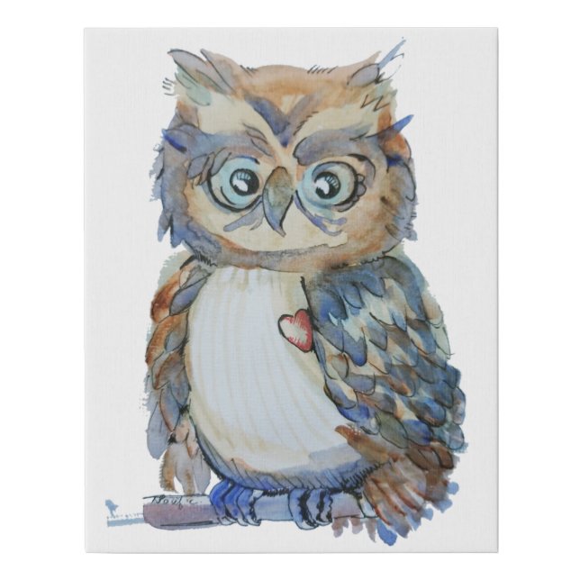 Brown Miskitty Mouser Woot Owl Faux Canvas Print (Front)