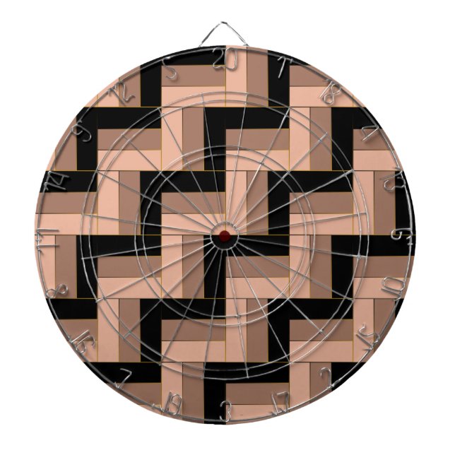 Brown Mocha Black Geometric Rectangles Dart Board (Front)