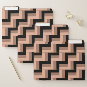 Brown Mocha Black Geometric Rectangles File Folder
