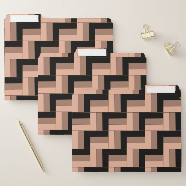 Brown Mocha Black Geometric Rectangles File Folder (Set)