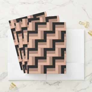 Brown Mocha Black Geometric Rectangles Pocket Folder