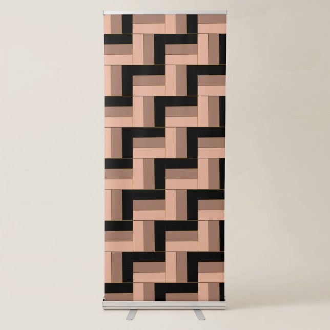 Brown Mocha Black Geometric Rectangles Retractable Banner (Front)