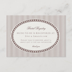 Brown Mocha Harlequin Checkered Bridal Registry Enclosure Card