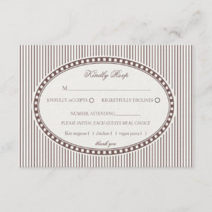 Brown Mocha Striped Harlequin Pattern Wedding RSVP Enclosure Card