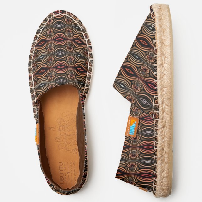  Brown Modern Abstract Unique Dark Cool Fun Quirky Espadrilles (Side)