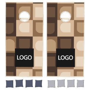Brown Modern Arch Geometric Pattern Business Logo Cornhole Set