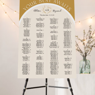 Brown modern arched alphabetical seating chart foa foam board