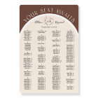 Brown modern arched alphabetical seating chart