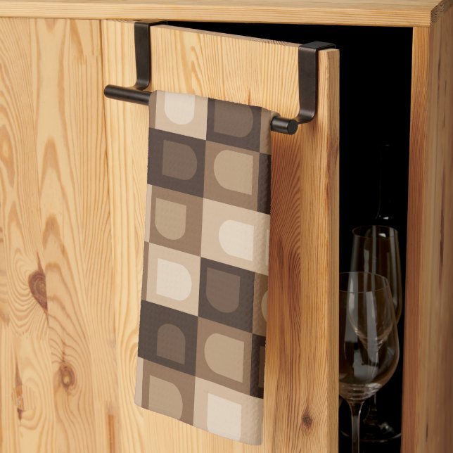 Brown Modern Boho Arch Geometric Aztec Pattern  Kitchen Towel (Thirds Fold)