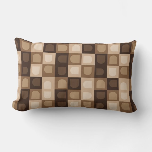Brown Modern Boho Arch Geometric Aztec Pattern  Lumbar Pillow (Front)