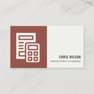 BROWN MODERN CALCULATOR ICON ACCOUNTING TAX BUSINESS CARD
