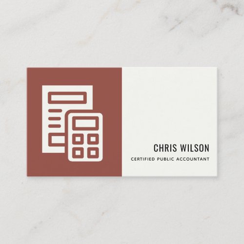 BROWN MODERN CALCULATOR ICON ACCOUNTING TAX BUSINESS CARD