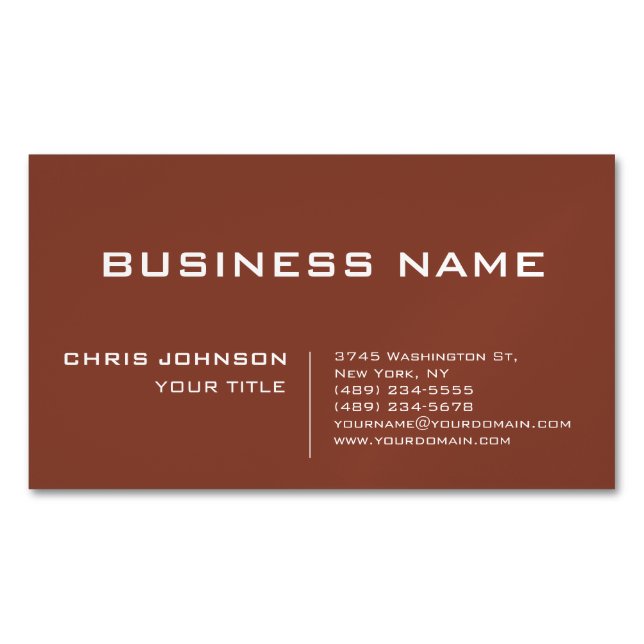 Brown Modern Contemporary Company Business Card Magnet (Front)